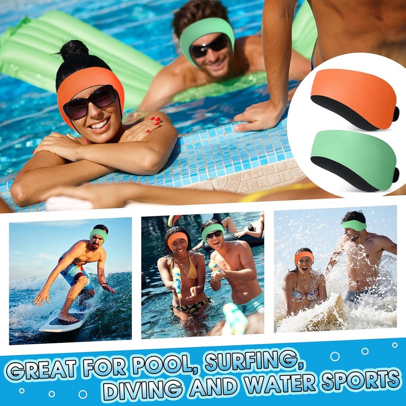 Lunmon 2 Pairs Swimming Headbands Adjustable Water Headbands for Adults Waterproof Safety Earplugs Swimming Earband Protectors for Pool, Surfing, Diving and Water Sports - Image 5